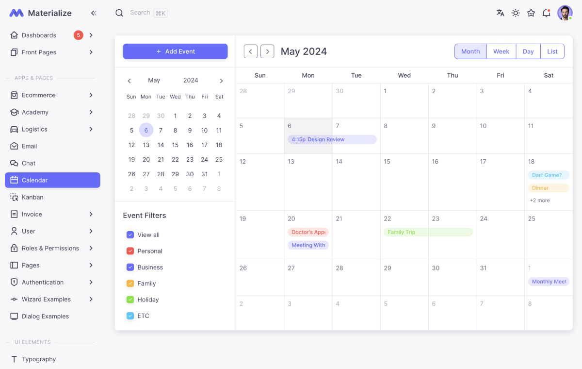 materialize-calendar-app-demo