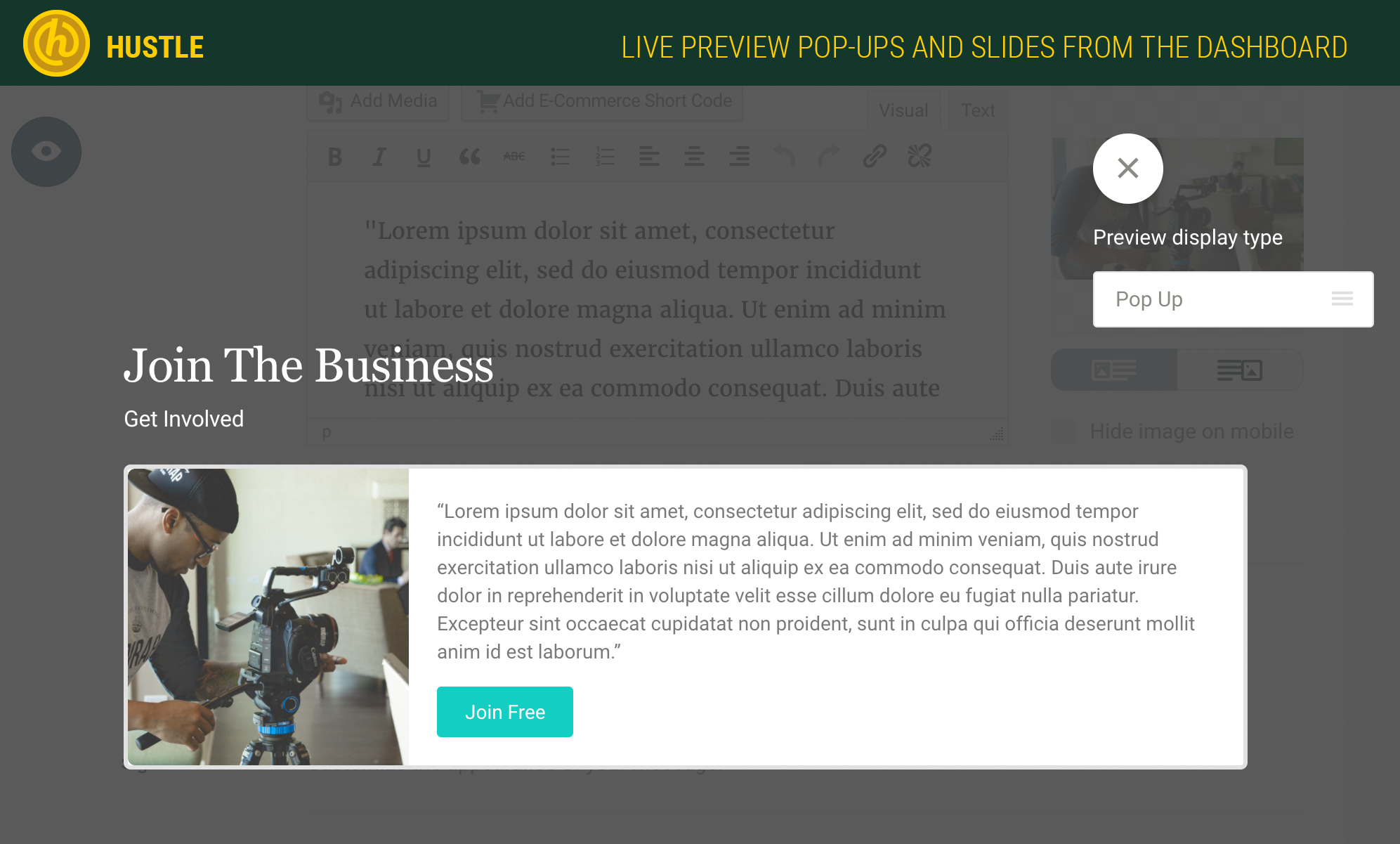 Hustle – Pop-Ups, Slide-ins and Email Opt-ins