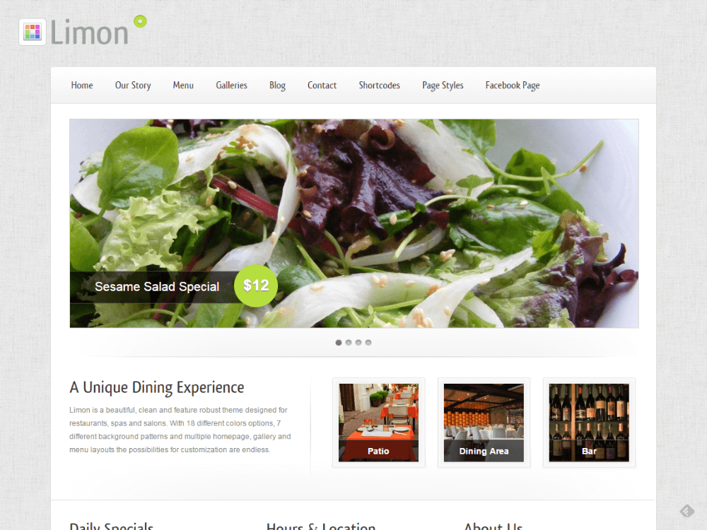 Limon - A Restaurant and Spa WordPress Theme - Premium - Free Restaurant WordPress Themes