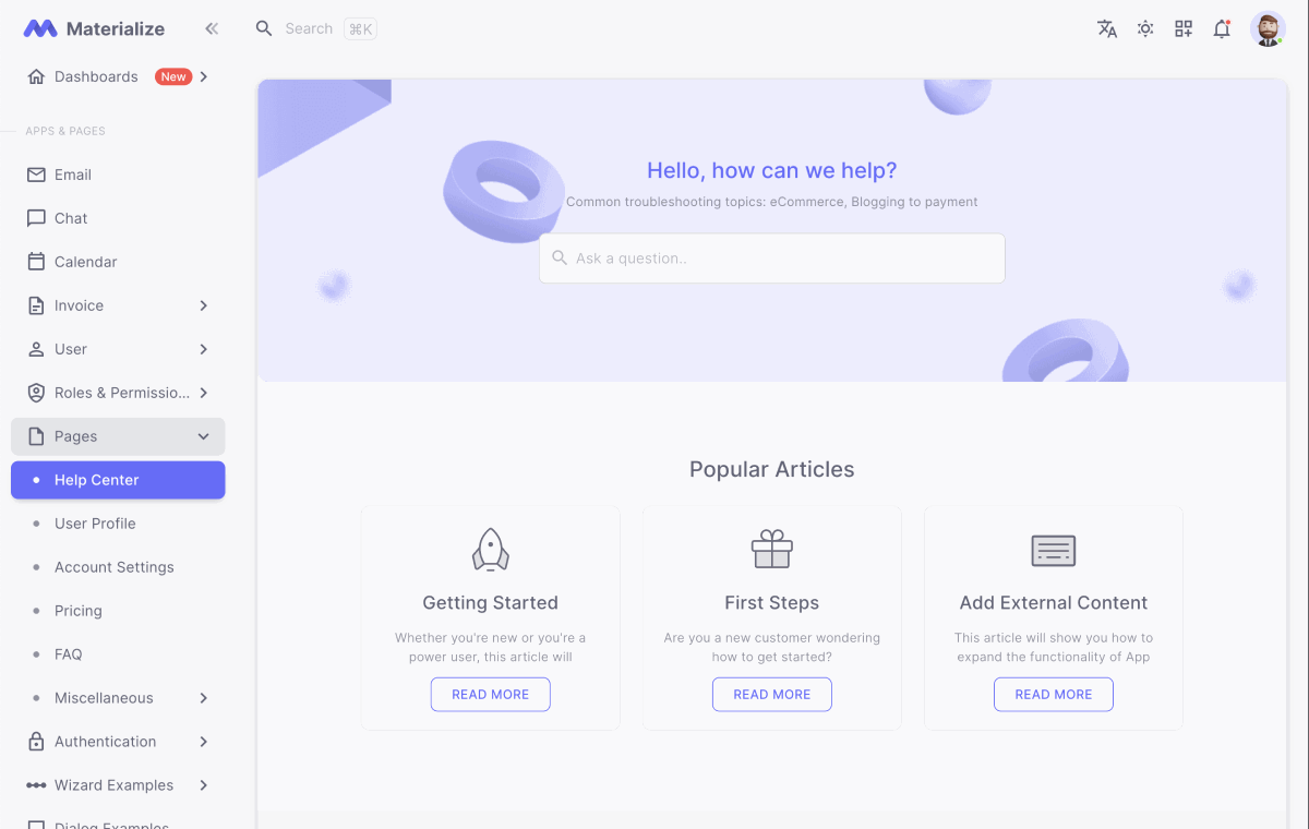 materialize-help-center-page-demo