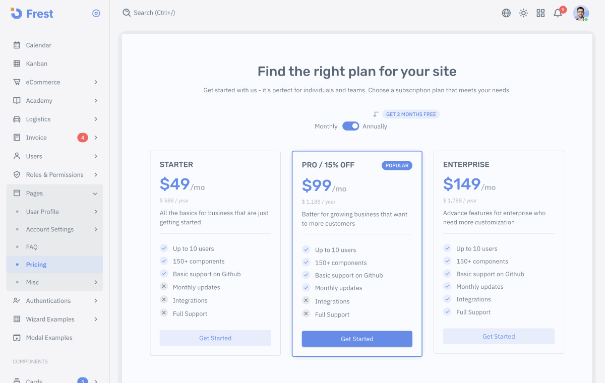 Frest-pricing-demo