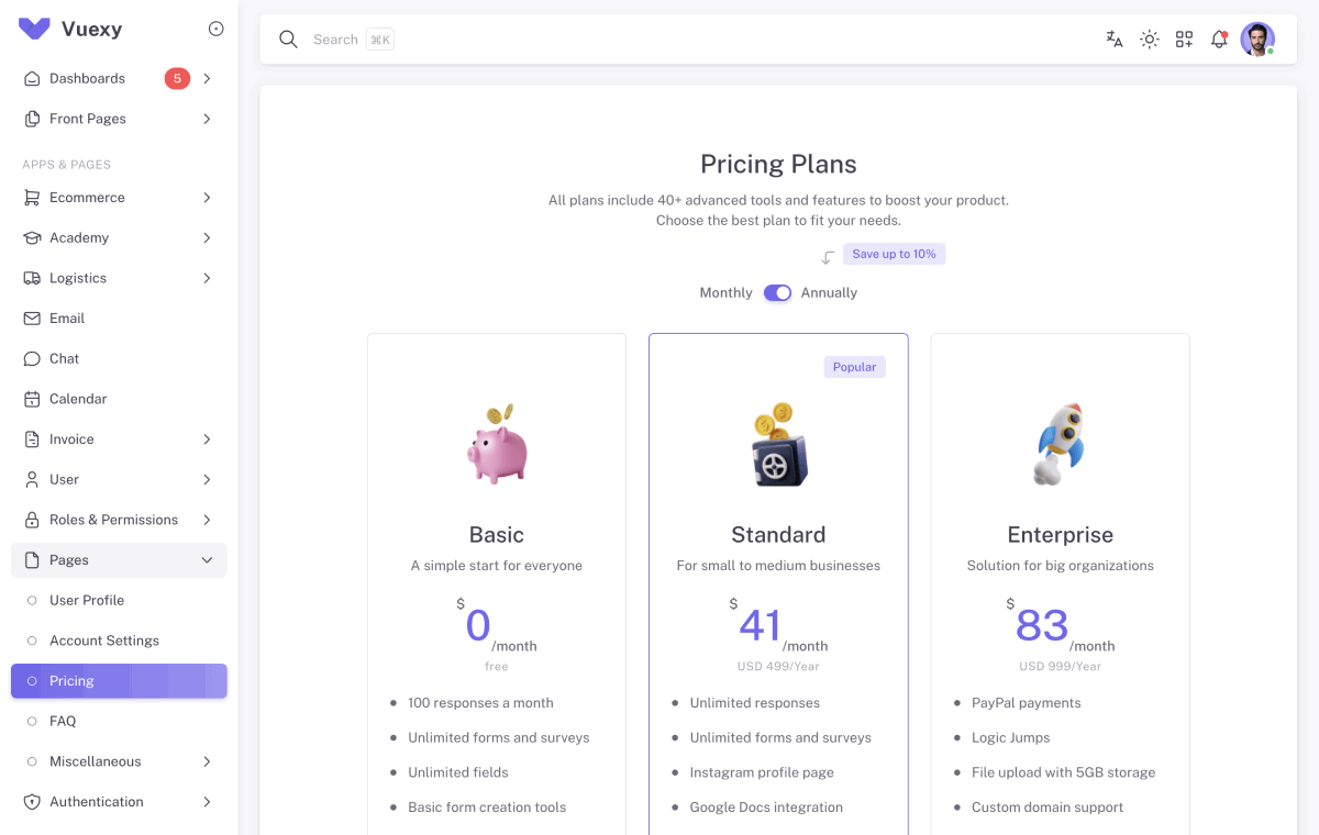 vuexy-pricing-page-demo