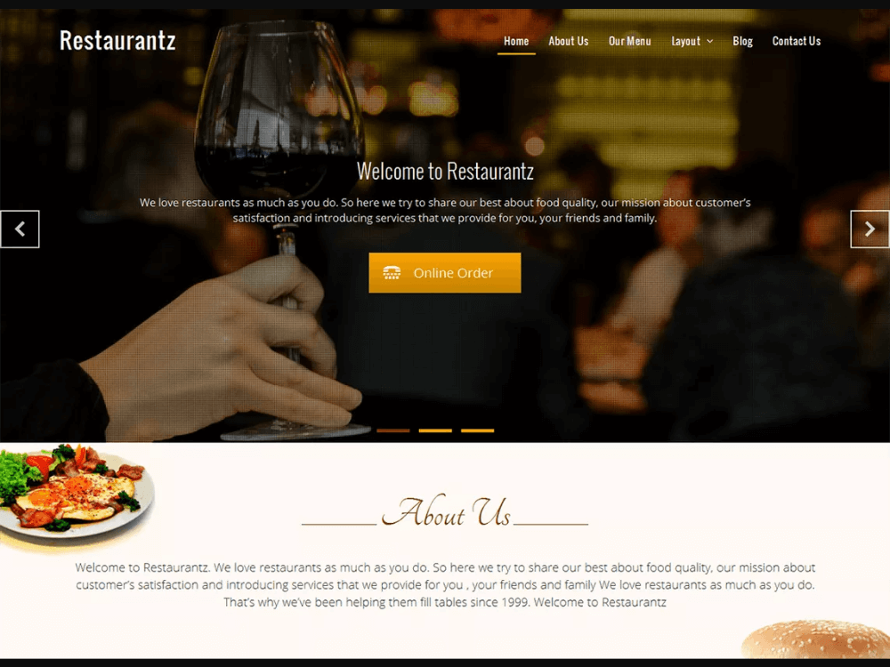 Restaurantz - Free Restaurant WordPress Themes